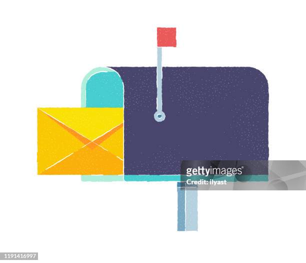 e-mail marketing flat doodle icon design - briefkasten stock-grafiken, -clipart, -cartoons und -symbole