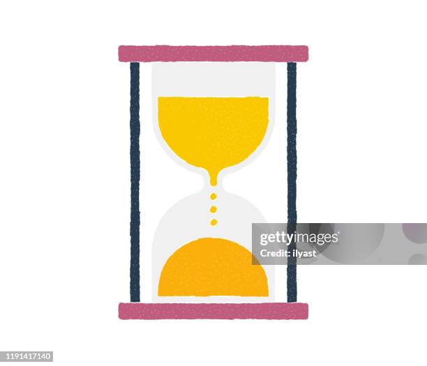 hurry up! flat doodle icon design - measuring-glass-drawing stock illustrations
