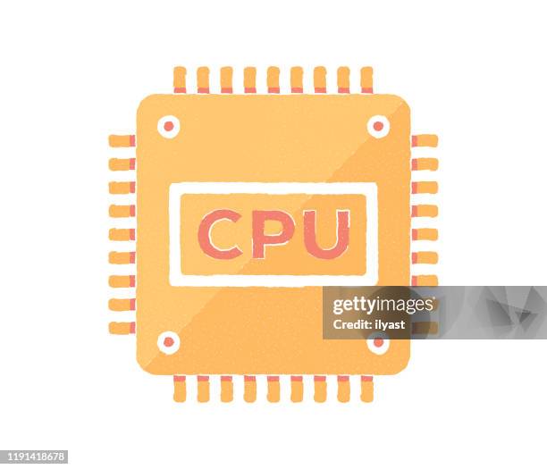 illustrations, cliparts, dessins animés et icônes de conception d'icône plat de griffonnage de cpu - logo serveur
