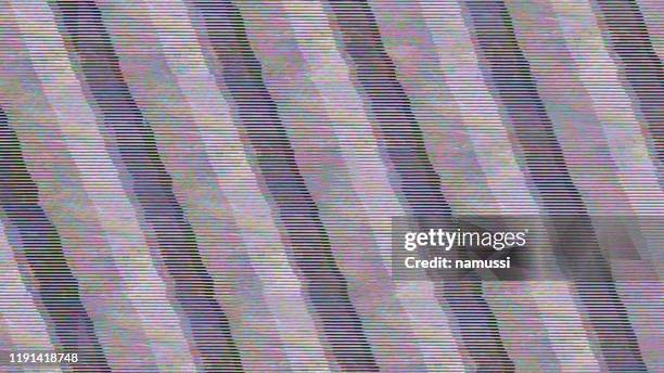 glitch - tv screen full of scanlines, noise and diagonal interference - radio wave stock pictures, royalty-free photos & images