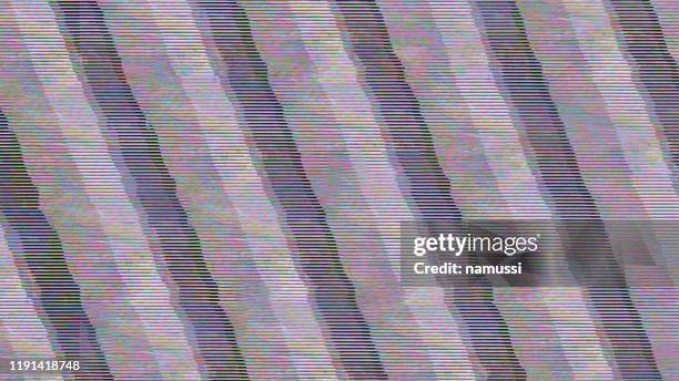 glitch-tv-skärm full av scanlines, brus och diagonala störningar - problem bildbanksfoton och bilder