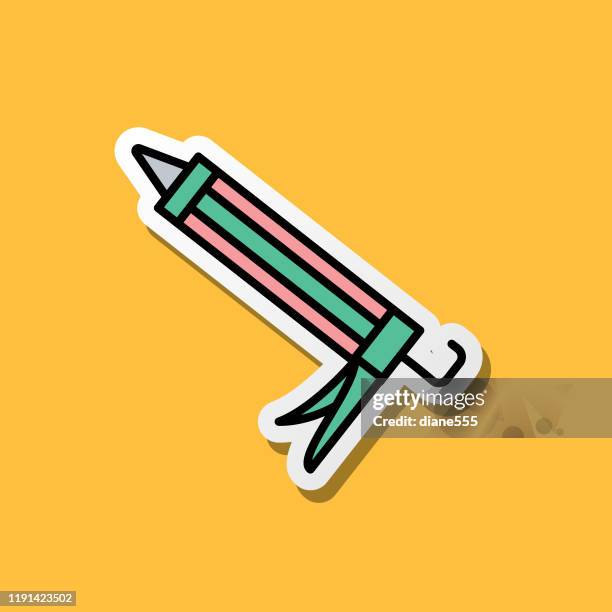 home improvement diy icon sticker - caulk gun stock illustrations