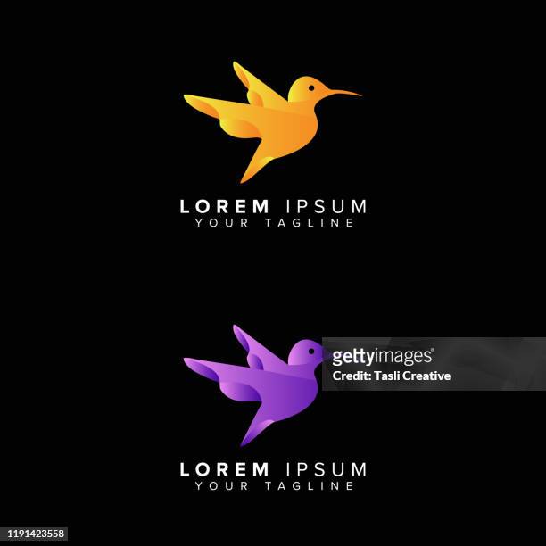 ilustraciones, imágenes clip art, dibujos animados e iconos de stock de plantilla creativa de diseño de logotipo de pájaro zumbido - canturrear