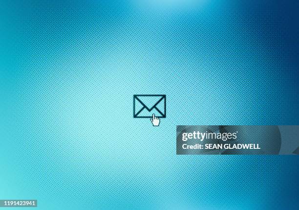 mail icon on monitor screen - email stock-fotos und bilder