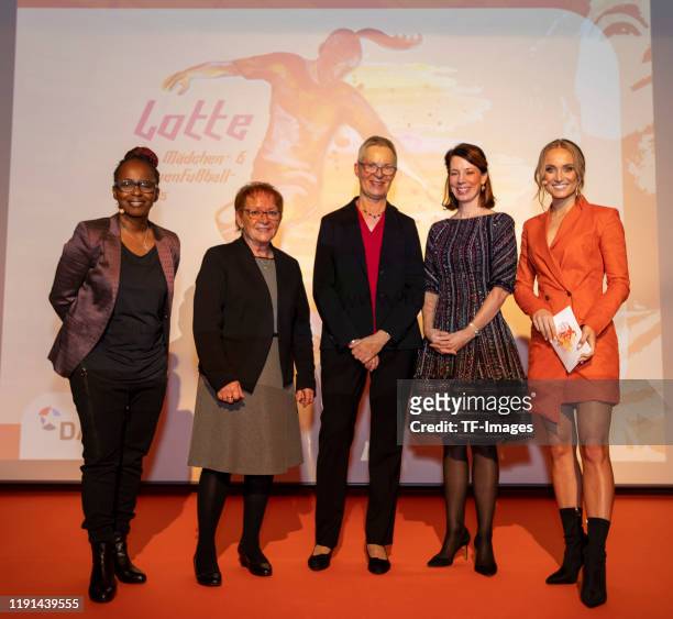 Nele Schenker, Marion Schaefer, Meghan Gregonis and Shary Reeves look on during the Lotte Price 2019 on November 8, 2019 in Wuerzburg, Germany.