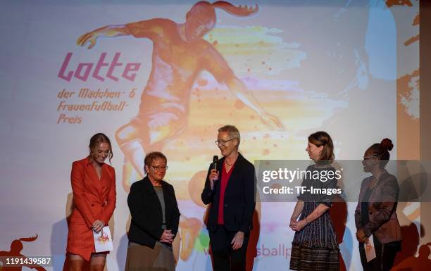 Nele Schenker, Marion Schaefer, Meghan Gregonis and Shary Reeves look on during the Lotte Price 2019 on November 8, 2019 in Wuerzburg, Germany.