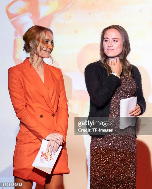 Nele Schenker and Gina Lewandowski look on during the Lotte Price 2019 on November 8, 2019 in Wuerzburg, Germany.