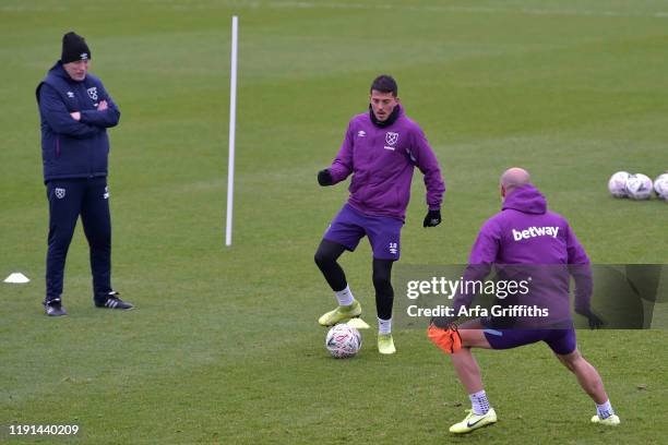 David Moyes of West Ham United during training at Rush Green on January 3, 2020 in Romford, England.