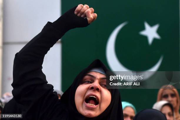 Protester shouts slogans against the United States during a demonstration following a US airstrike that killed top Iranian commander Qasem Soleimani...