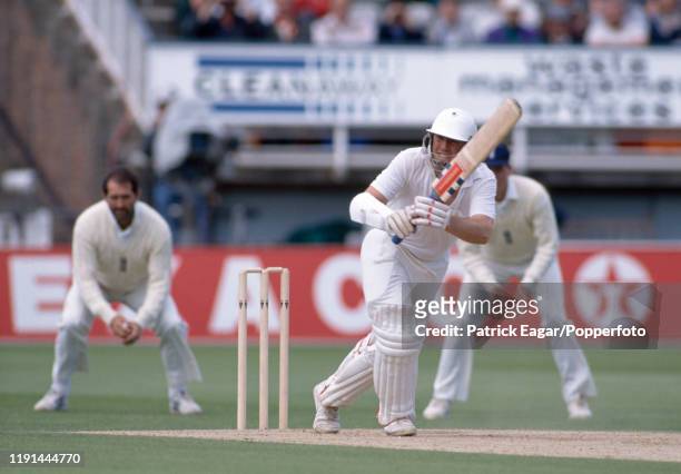 New Zealand captain John Wright batting during the 3rd Test match between England and New Zealand at Edgbaston, Birmingham, 10th July 1990. The...