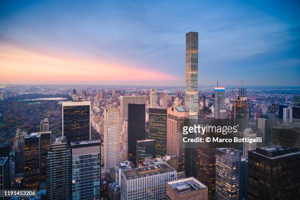 upper west side manhattan at sunset, new york city - lower manhattan stock pictures, royalty-free photos & images