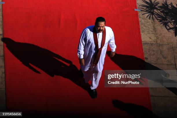 Sri Lankan prime minister Mahinda Rajapaksa arrives at the ceremonial inauguration of the fourth session of the Eighth Parliament in Colombo, Sri...