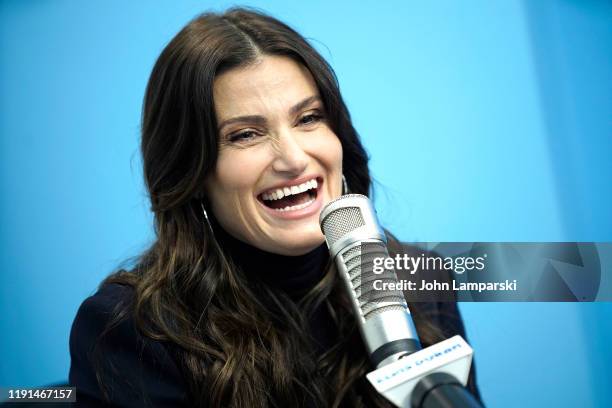 Idina Menzel visits "The Elvis Duran Z100 Morning Show" at Z100 Studio on December 02, 2019 in New York City.