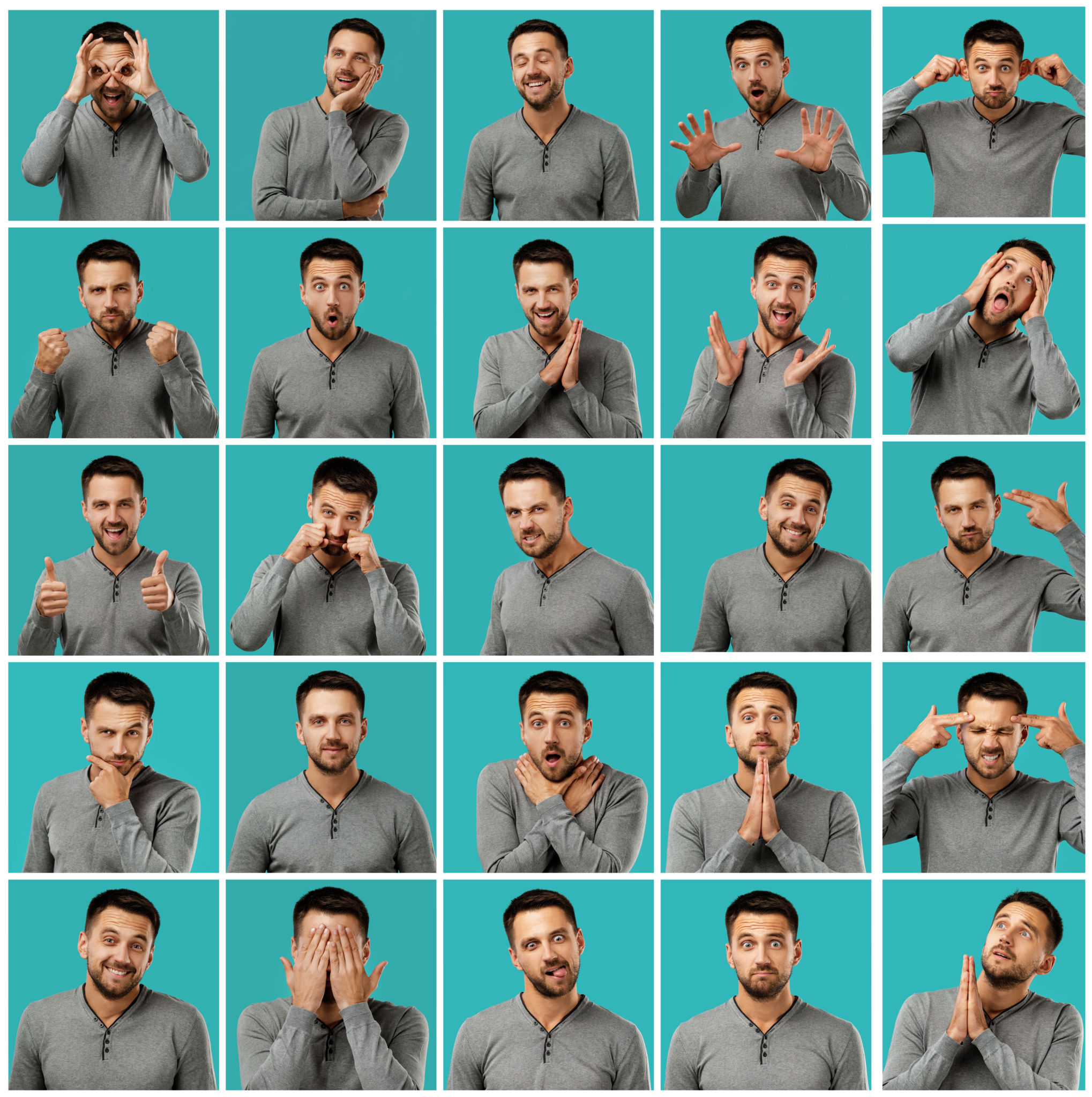collage of portraits of man with different emotions collage of portraits of man with different emotions