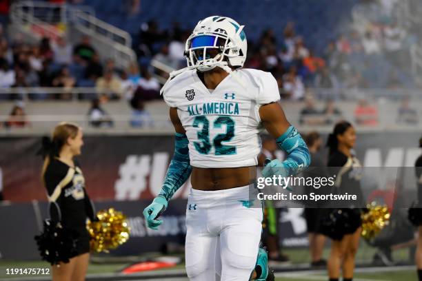 Team Savage safety Mordecai McDaniel during the 2020 Under Armour All-America Game on January 02, 2020 at Camping World Stadium in Orlando, FL.