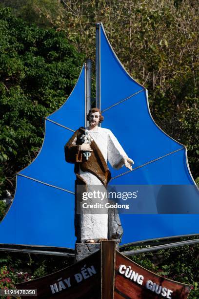 Bai Dau Parish Church. The miracle of Christ calming the storm. Statue.