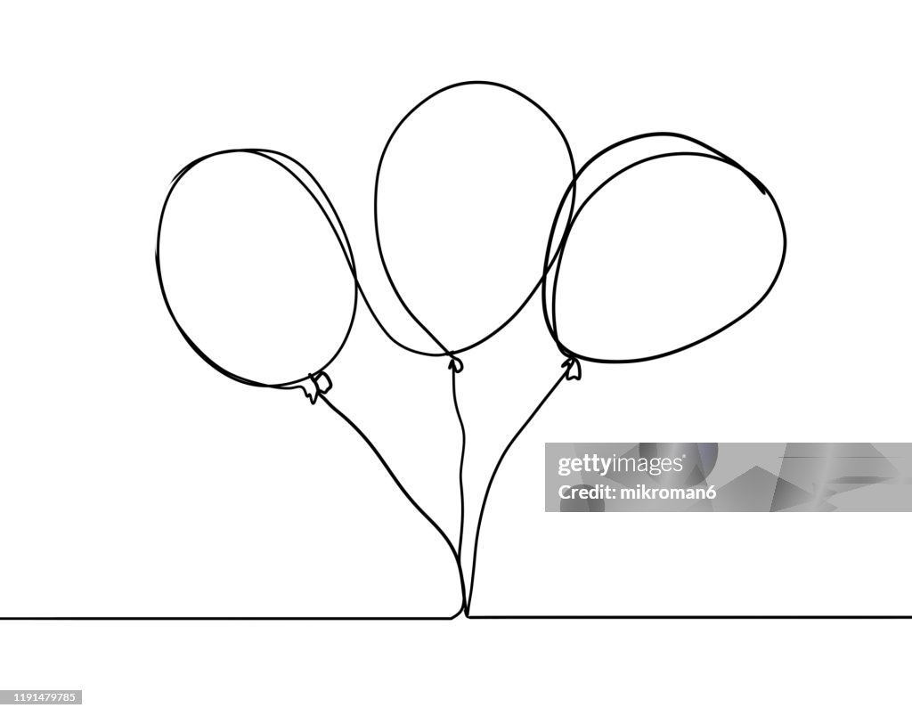 Single line drawing of a balloon