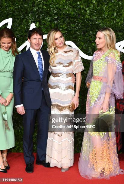 Millie Mackintosh, James Blunt, Lady Sofia Wellesley and Alice Naylor-Leyland arrive at The Fashion Awards 2019 held at Royal Albert Hall on December...
