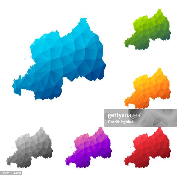 rwanda map in low poly style - colorful polygonal geometric design - rwanda stock illustrations