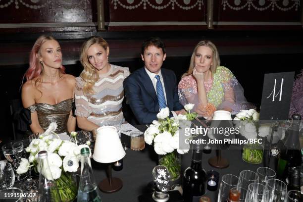 Lady Mary Charteris, Lady Sofia Wellesley, James Blunt and Alice Naylor-Leyland attend the VIP dinner at The Fashion Awards 2019 held at Royal Albert...
