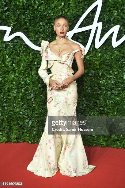Adwoa Aboah arrives at The Fashion Awards 2019 held at Royal Albert Hall on December 02, 2019 in London, England.
