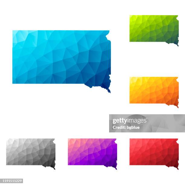 south dakota map in low poly style - colorful polygonal geometric design - sioux falls stock illustrations