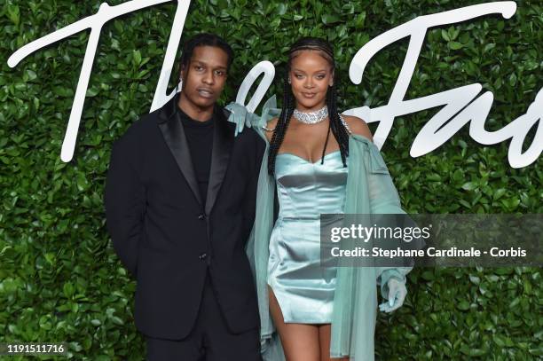 Rocky and Singer Rihanna arrives at The Fashion Awards 2019 held at Royal Albert Hall on December 02, 2019 in London, England.