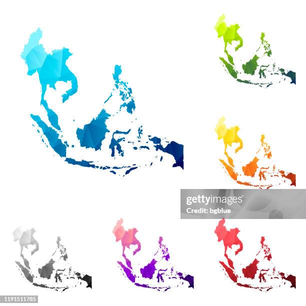 Asia Poly Vector Southeast Asia Map In Low Poly Style Colorful Polygonal Geometric ...