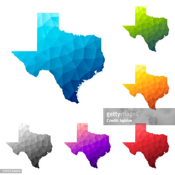 texas map in low poly style - colorful polygonal geometric design - austin texas vector stock illustrations