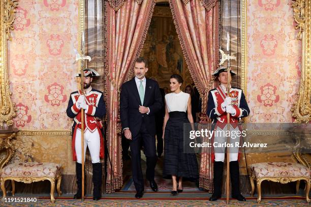 King Felipe VI of Spain and Queen Letizia of Spain receive COP25 participants at the Royal Palace on December 02, 2019 in Madrid, Spain.