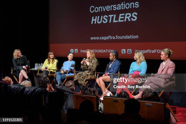 Moderator Mara Webster, Lorene Scafaria, Constance Wu, Jennifer Lopez, Keke Palmer, Lili Reinhart and Julia Stiles attend SAG-AFTRA Foundation...