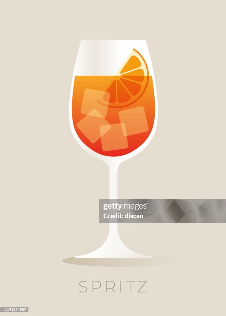 Spritz Cocktail with Orange Slice.