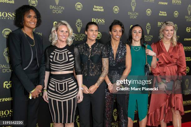 Wendie Renard, Amandine Henry, Dzsenifer Marozsan, Sarah Bouhaddi, Lucy Bronze and Ada Hegerberg attend the photocall during the Ballon D'Or Ceremony...