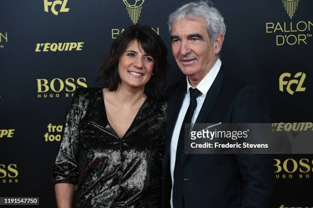 Estelle Denis and Raymond Domenech attend the photocall before the Ballon D'Or Ceremony at Theatre Du Chatelet on December 02, 2019 in Paris, France.