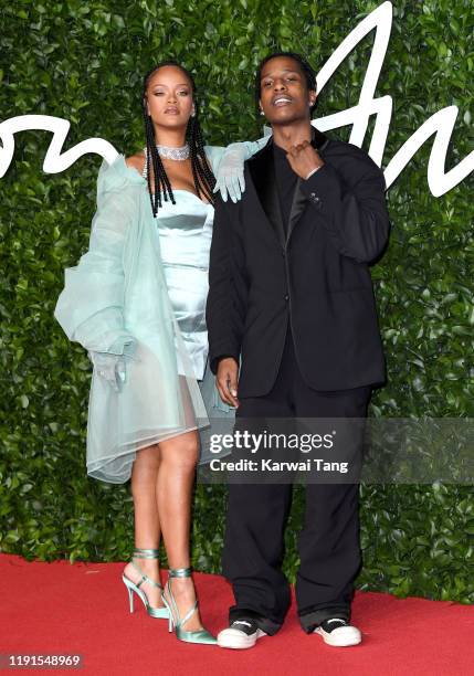 Rihanna and ASAP Rocky attend The Fashion Awards 2019 at the Royal Albert Hall on December 02, 2019 in London, England.