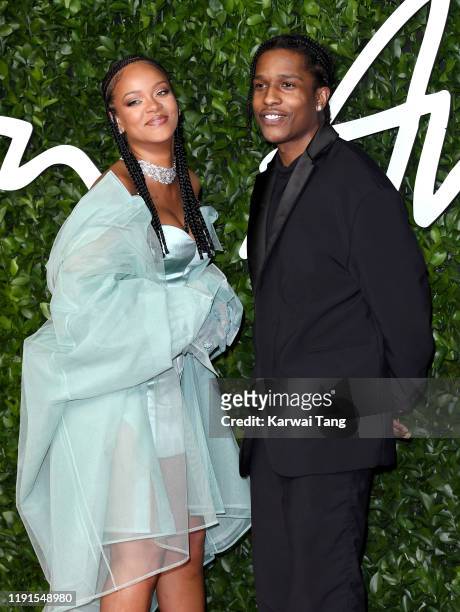 Rihanna and ASAP Rocky attend The Fashion Awards 2019 at the Royal Albert Hall on December 02, 2019 in London, England.