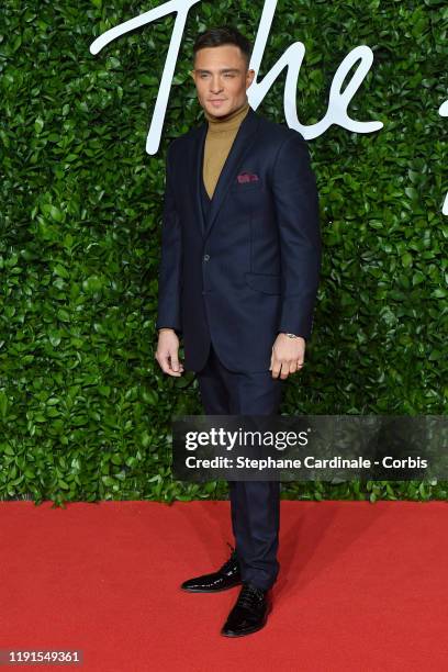 Ed Westwick arrives at The Fashion Awards 2019 held at Royal Albert Hall on December 02, 2019 in London, England.