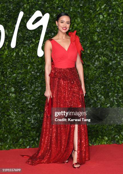 Nathalie Emmanuel attends The Fashion Awards 2019 at the Royal Albert Hall on December 02, 2019 in London, England.