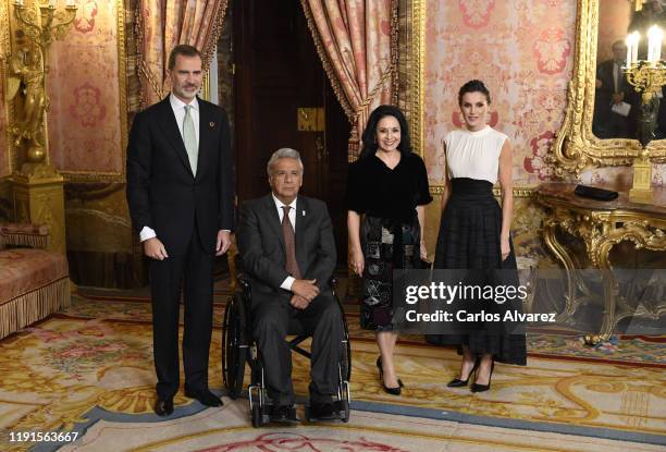 King Felipe VI of Spain and Queen Letizia of Spain receive Ecuador President Lenin Moreno and wife Rocio Gonzalez because of the United Nations...