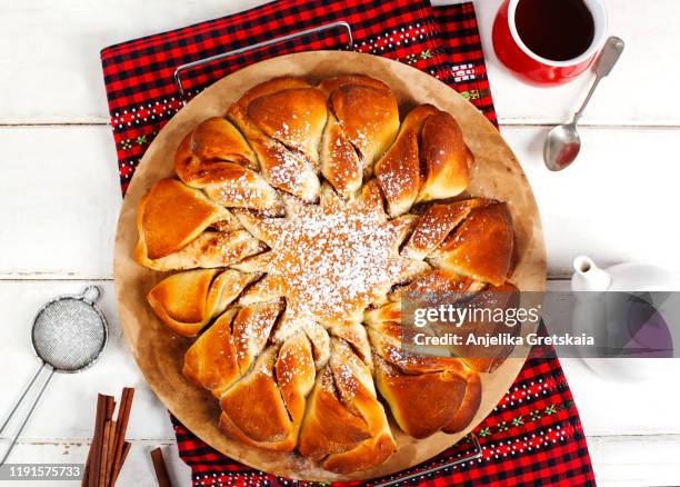 cinnamon sweet brioche. yeast pie. - brioche stock pictures, royalty-free photos & images