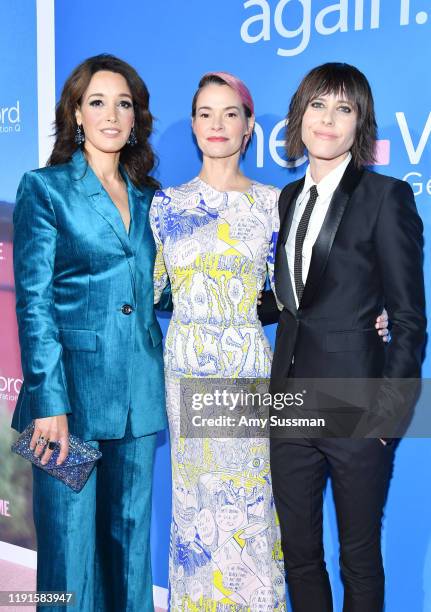 Jennifer Beals, Leisha Hailey and Kate Moennig attend the premiere of Showtime's "The L Word: Generation Q" at Regal LA Live on December 02, 2019 in...