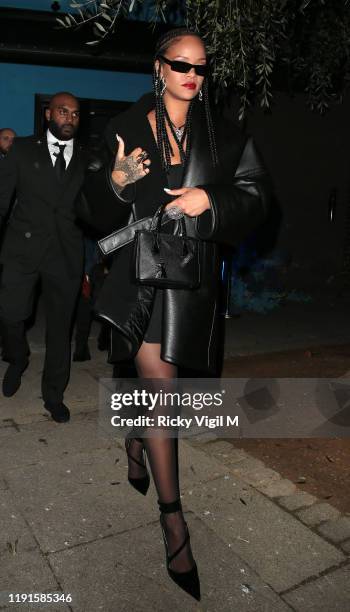 Rihanna seen attending Fashion Awards afterparty at Laylow on December 02, 2019 in London, England.