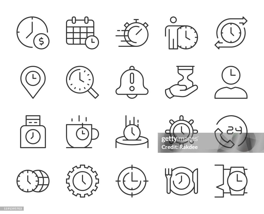 Time Management - Light Line Icons