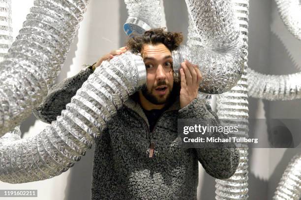 Alexander Morales attends the VIP opening night for the Dumpling & Associates pop-up art exhibition at ROW DTLA on December 02, 2019 in Los Angeles,...