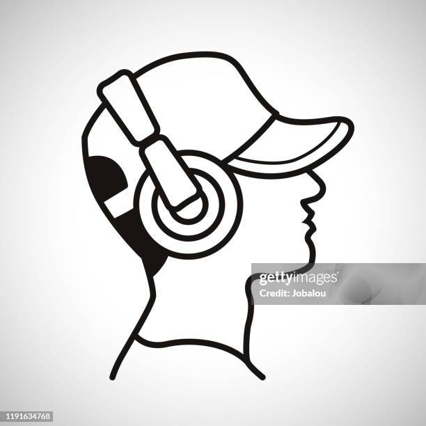 young man wearing headphones icon - rapper isolated stock illustrations