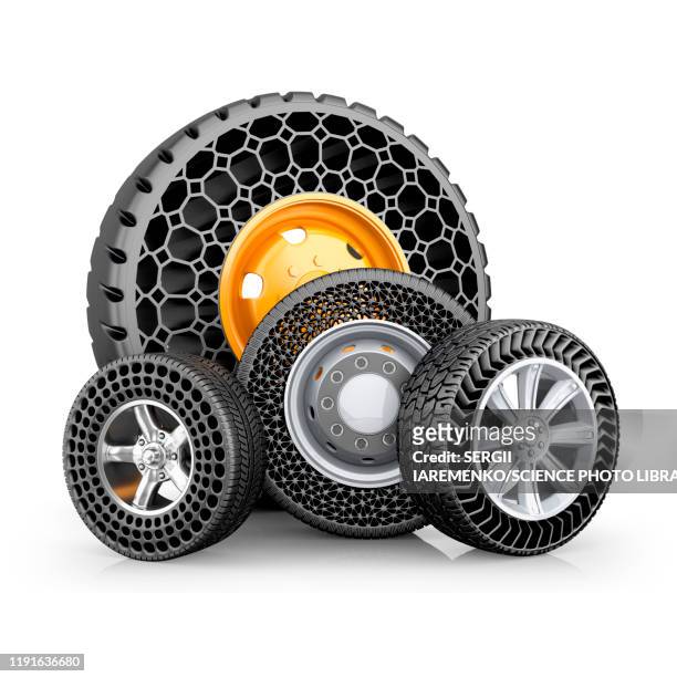 various airless tyres, illustration - tubeless tyres stock pictures, royalty-free photos & images