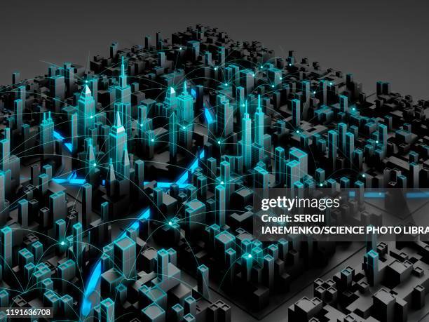 smart city, conceptual illustration - city stock illustrations