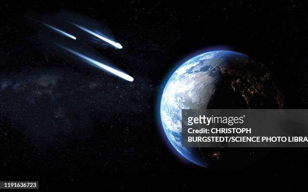comets passing by earth, illustration - globus stock-grafiken, -clipart, -cartoons und -symbole