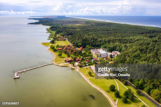 aerial view of juodkrante, curonian split, lithuania - lithuania stock pictures, royalty-free photos & images