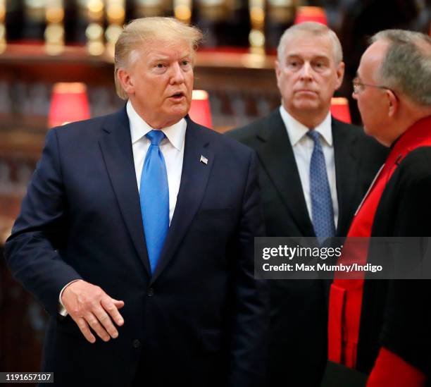President Donald Trump accompanied by Prince Andrew, Duke of York visits Westminster Abbey where he laid a wreath at the grave of the Unknown Warrior...
